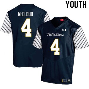 Notre Dame Fighting Irish Youth Nick McCloud #4 Navy Under Armour Alternate Authentic Stitched College NCAA Football Jersey TKZ2799UT